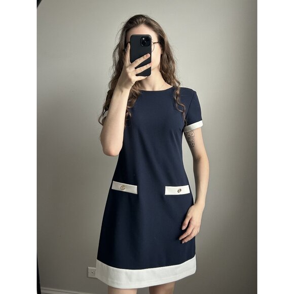 Tommy Hilfiger Navy Dress Size 6 – Classic Sleeveless Fit Flattering Chic Everyd - Picture 5 of 7